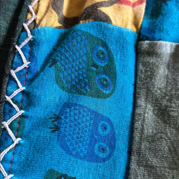 Rising International Boho Hippie Quilt Cross Stitch Block Print Pattern Overalls - Picture 13 of 16